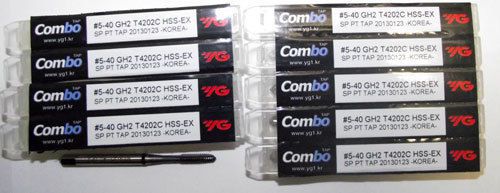 10pc 5-40 YG1 Combo Tap Spiral Point Taps for Multi-Purpose Coated