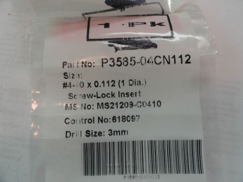 4-40 X 1D (.112&#034;) Stainless Heli-Coil Screw Lock Inserts, P3585-4CN112