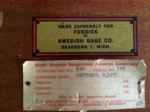 Swedish Gage Co End Measuring Rods - Year 1955