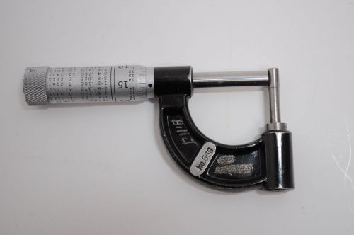 Starrett No. 569 Tube Outside Micrometer Mechanical  0-1&#034;  .001&#034;