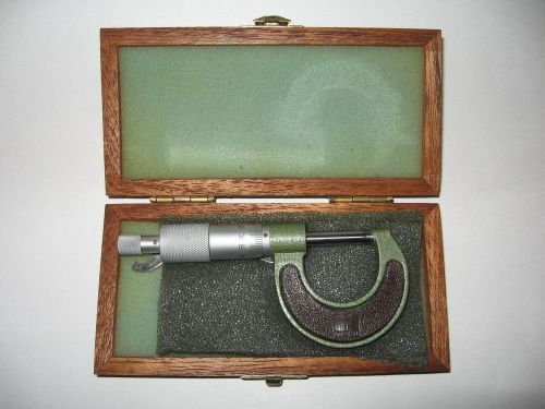 Helios micrometer 0-25 .001 wooden box with wrench excellent condition for sale