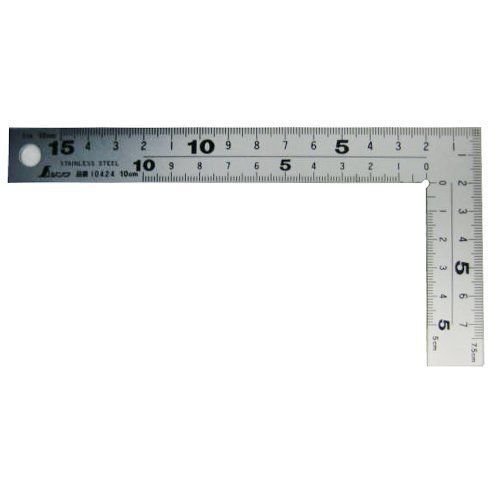 SHINWA L-Square 15cm X 7.5cm Stainless Steel Metric Carpenter Ruler 10424 Japan