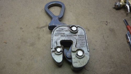 Merrill Steel Plate Clamp 3 ton Lifting 1/16&#034; to 1&#034; Plate