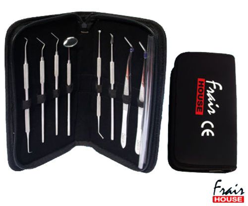 Pro set dental mirror and scaler kit set/student kit+leather case (8pcs set ) for sale