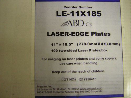 ABDick LE-11X185 Two Sided Laser Edge Plates 100 Imaging Sheets