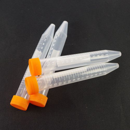 Plastic test tubes centrifuge tubes 15ml V-bottom new x4