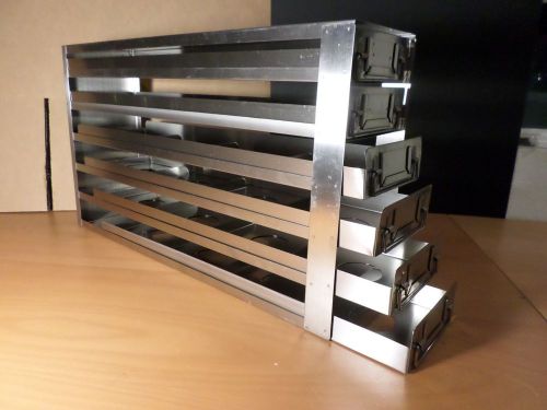 LAB EQUIPMENT Co. SS 24 Position Std 2” Box Sliding Drawer Upright Freezer Rack