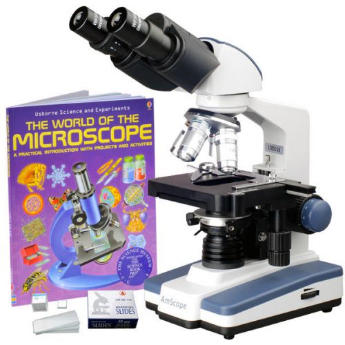 40x-2000x led lab binocular compound microscope w 3-d two layer mechanical stage for sale