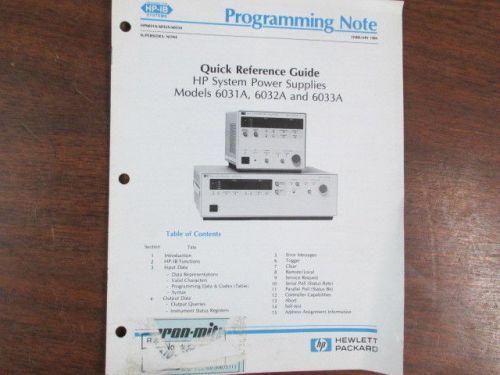 HP Quick Reference Guide Manual 6031A/6032A/6033A Power Supples Original