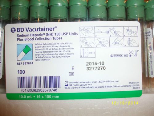 BD Vacutainer Sodium Heparin (NH) 158 USP Units Plus Blood Collection Tubes