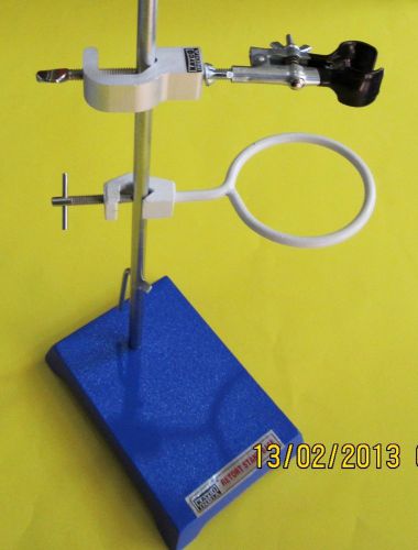 New c iron lab stand w/ micro clamp, retort holder  funnel stand kit 6&#034;x 4&#034;small for sale
