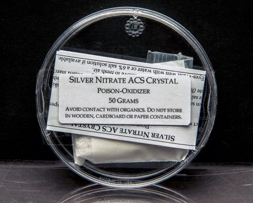 Silver nitrate 99.9% reagent acs crystal 50 grams historic &amp; alt photo processes for sale