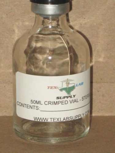 Tex Lab Supply 50ML Crimp Sealed Clear Glass Vial - Sterile
