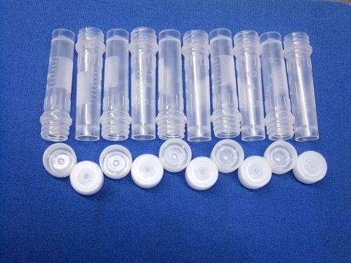 10 tubes 13 x 48 mm small clear plastic test reaction tube screw cap scale 2 ml for sale