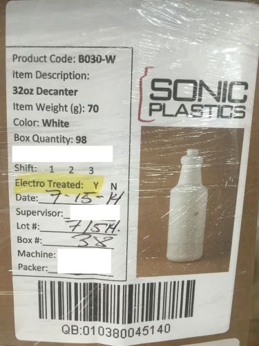 32 oz White HDPE Round Decanter Bottle-box of 98 (.43/each)