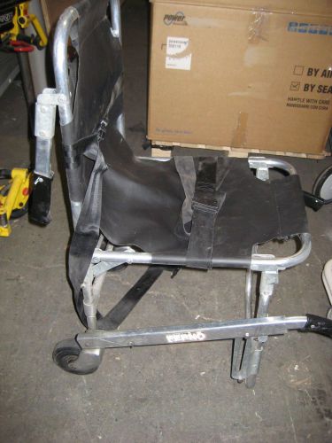 Stair chair: ferno model 40 stair chair (black; new foot restraint strap for sale