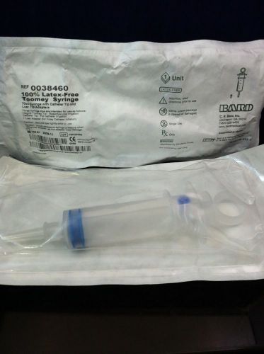 Lot of 2 new bard toomey syringes 70cc latex free cath tip luer 38460 see desc. for sale