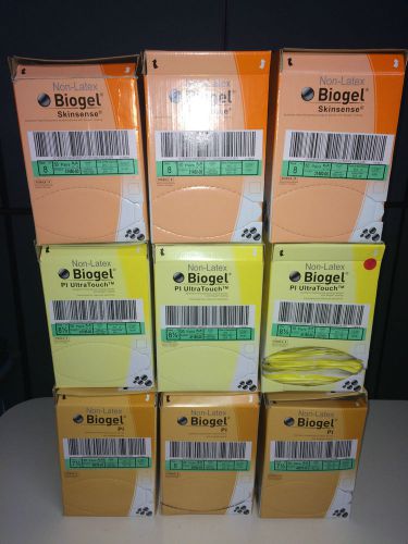 Lot of over (400) Assorted Biogel Surgical Gloves Size 7 1/2, 8 &amp; 8 1/2 In-Date