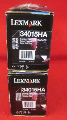 Lot of 2 lexmark 34015ha =12a8405 toner cartridge e330 e332 e340 e342 0823 b for sale