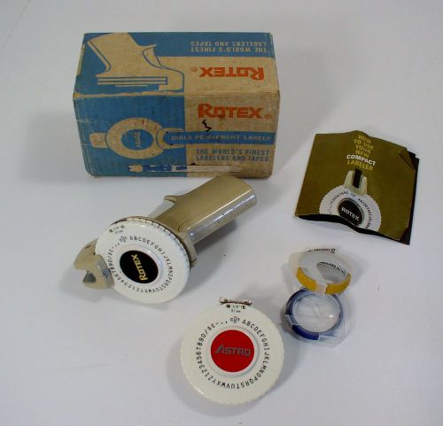 vintage ROTEX LABEL MAKER Original Box instrutions 3/8&#034; cut ASTRO 2 tape rolls