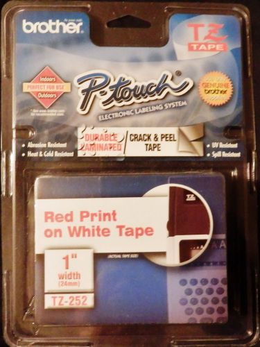 P-touch TZ-252 - 1&#034; Red Print on White Tape