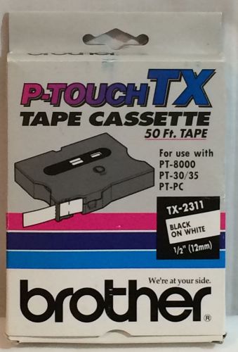 Brother P-Touch, 1/2in Black On White (TX-2311, PT-30/35, PT-8000, PT-Pc)--NEW!!
