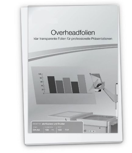 Overheadfolie X-10-0 DIN A4, 100 Mic in Folex Qualitat,  fur s/w Kopierer und Dr