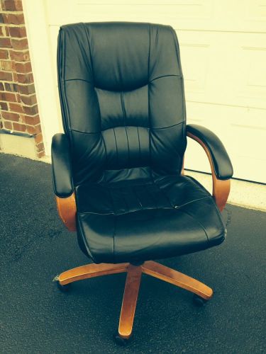 executive desk chair leather and cherry