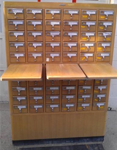 Remington rand 60drawer library card catalog cabinet midcentury file wine cellar for sale