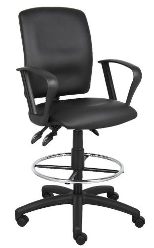 New leather drafting stool chair with multi-function tilting &amp; loop arms b1647-b for sale