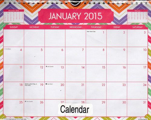 2015 - 12 Month Desk Pad / Wall Calendar (Bright Geometrics) 8.5 X 11 2015