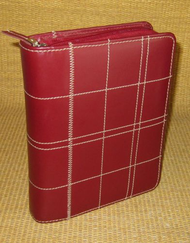 Compact 1.25&#034; Rings | Red LEATHER Stitch FRANKLIN COVEY Zip Planner/Binder
