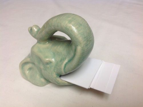 Elephant head green ceramic business card holder