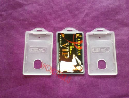 3Pcs Vertical Hard Plastic Badge ID Pass Card Holder