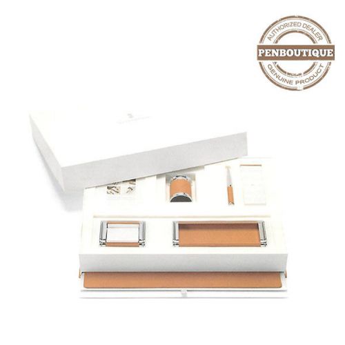 Graf Von Faber-Castell Brown Leather Desk Accessories Set