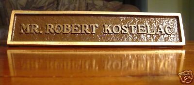 Custom Solid Cast Brass Desk Name Plaque