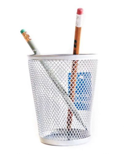 Silver Wire Mesh Pencil Holder