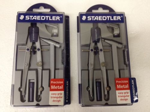 Staedtler compass sets precision metal with case and extension bar 2 ct  55002 for sale