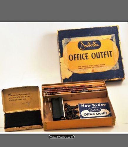 Justrite Office Outfit custom stamp set Vintage