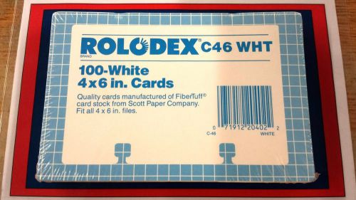 ROLODEX REFILL CARDS 4 X 6 C46 PLAIN WHITE 100 PER PACKAGE New