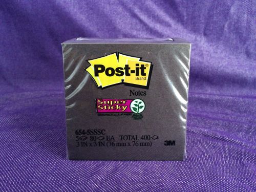 Post-it Super Sticky Notes 3 x 3 Inches | Black | 5-Pads / Pack | 654-5SSSC