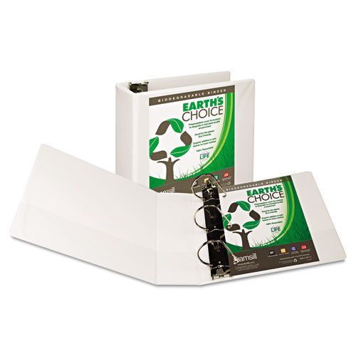 Earth&#039;s choice biodegradable angle-d ring view binder, 4&#034; capacity, white for sale