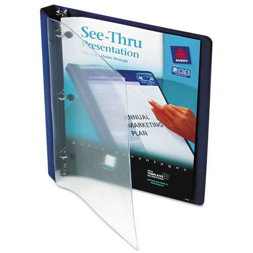 See-thru binder with round ring, 1/2&#034; capacity, blue for sale