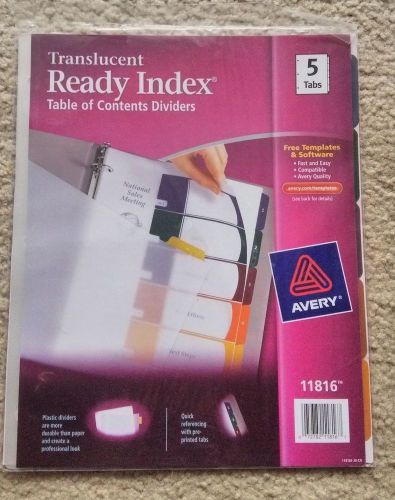 Avery Ready Index Table/Contents Dividers, 5-Tab, Letter, Assorted, 5/Set