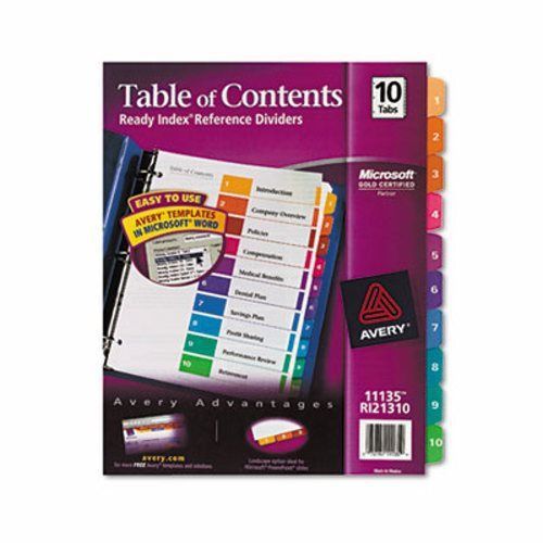 Avery Ready Index, Table of Contents Divider, 1-10, Multi, Letter (AVE11135)