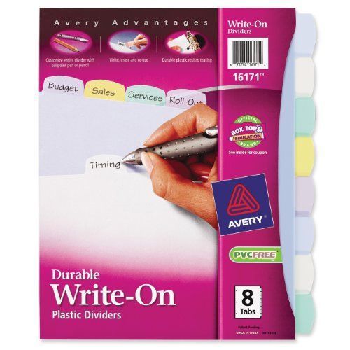 Avery Translucent Durable Write-on Divider - Write-on - 8 Tab[s]/set (ave16171)
