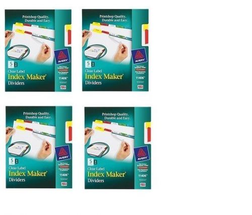 Lot of 4 Packs NEW Avery Clear Label Index Maker Dividers 11406 ~ 20 Tabs Total