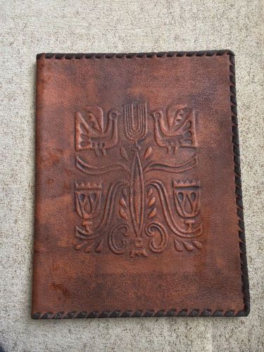 Vintage genuine leather hand-tooled sketchbook cover/ documets holder