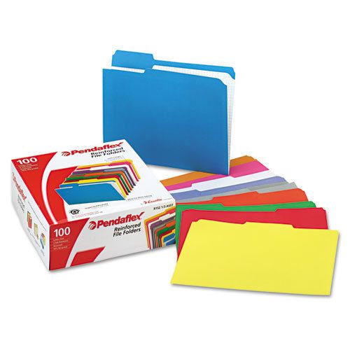 Reinforced top tab file folders, 1/3 cut, letter, assorted, 100/box for sale