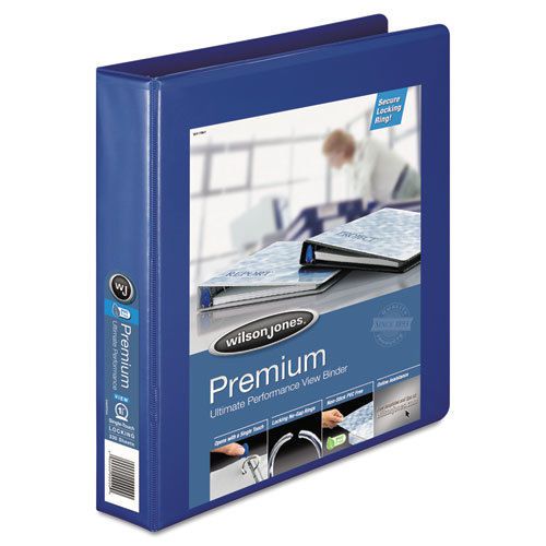 Premium single-touch locking round ring view binder, 1-1/2&#034; capacity, blue for sale
